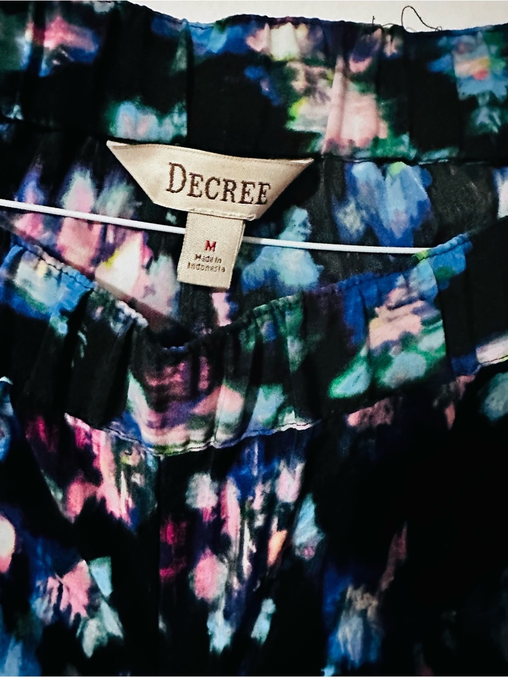 Decree Black Floral Print Skirt with Blue, Pink and Green Accents